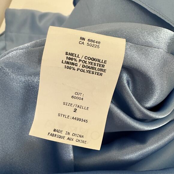 ABS Allen Schwartz Strapless Dress Light Blue Satin Corset Draped Pleated US 2 - Picture 10 of 11